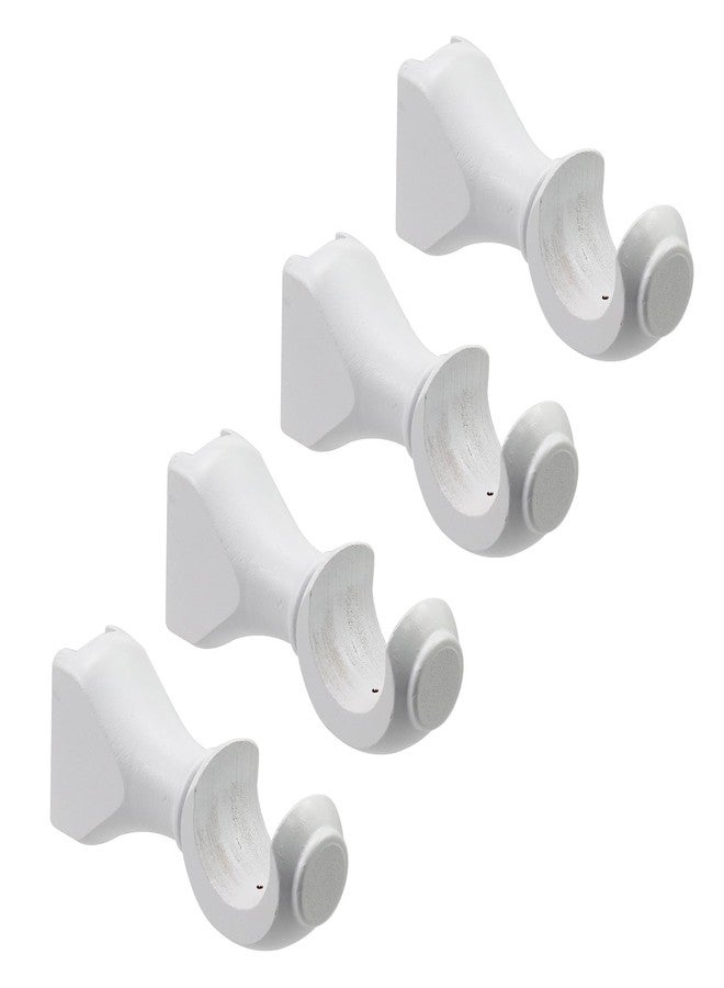 Risbay Curtain Rod Brackets White Wood Support Bracket 1-3/8in Dia Wooden Window Curtain Hooks for Curtain Rod, 4PCS - Image 1